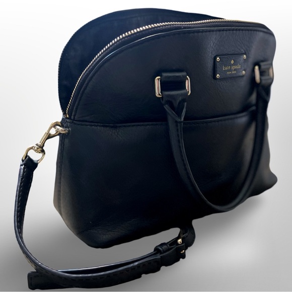 Kate Spade Grove Street Carli Black Pebbled 100% Leather Domed Crossbody Satchel - Picture 5 of 13